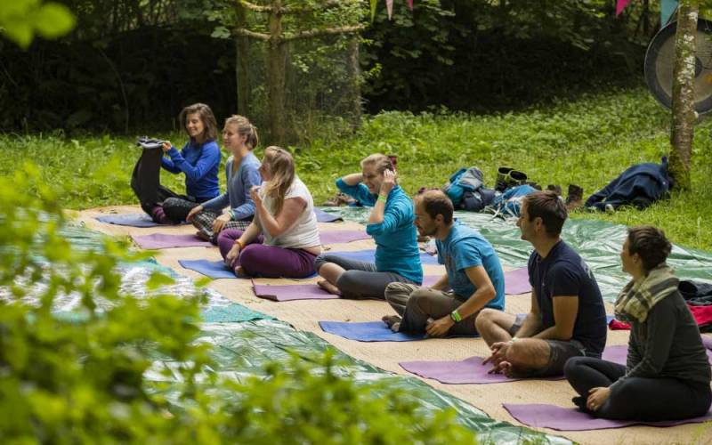 An outdoor yoga session