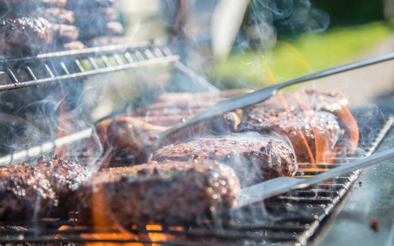 Burgers on a barbecue grill