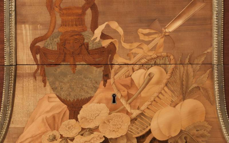 Marquetry design on a piece of Jean-Henri Riesener furniture