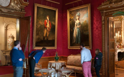 Visitors enjoying the Red Drawing Room