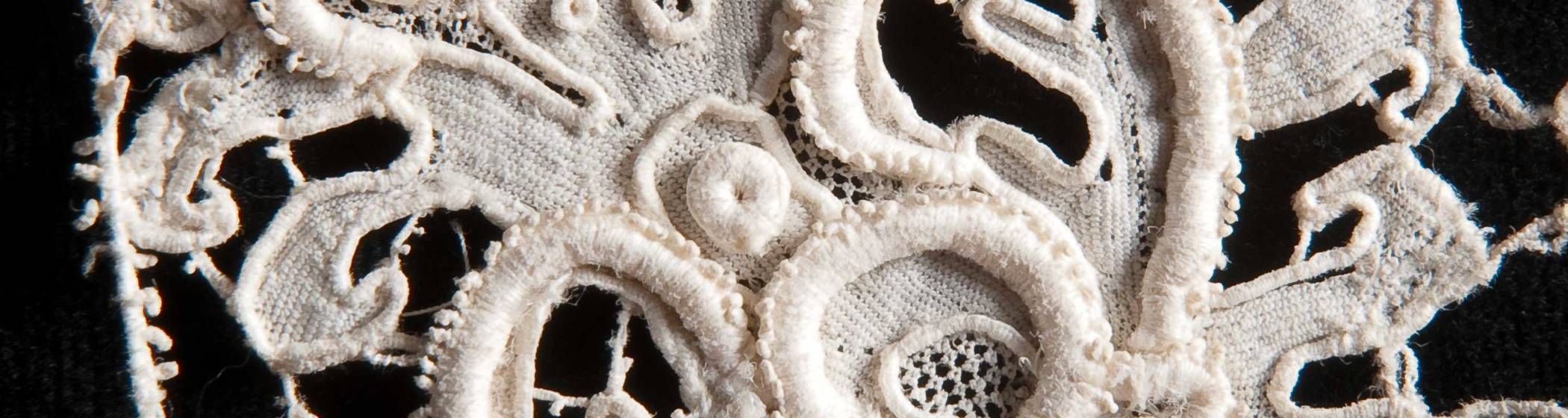 Pair of joined needle lace (gros point) lappets, or a lace border.