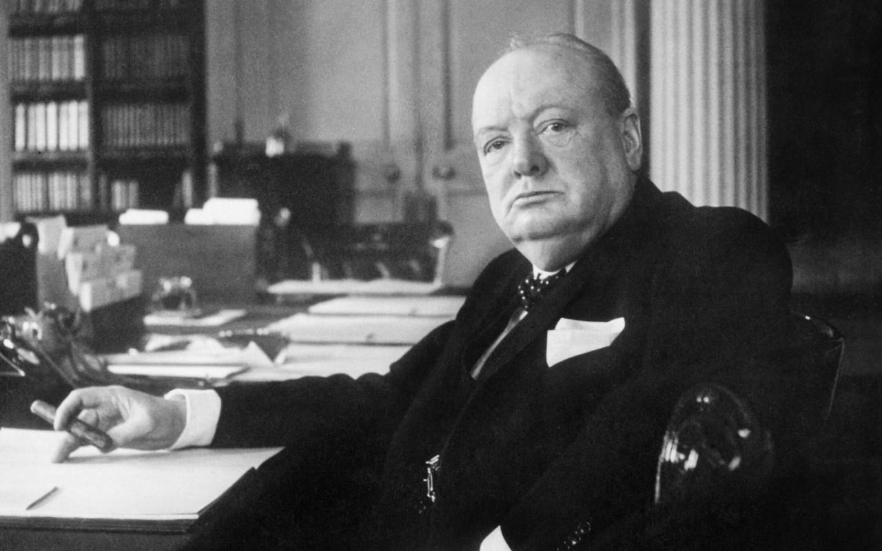 Winston Churchill at his desk
