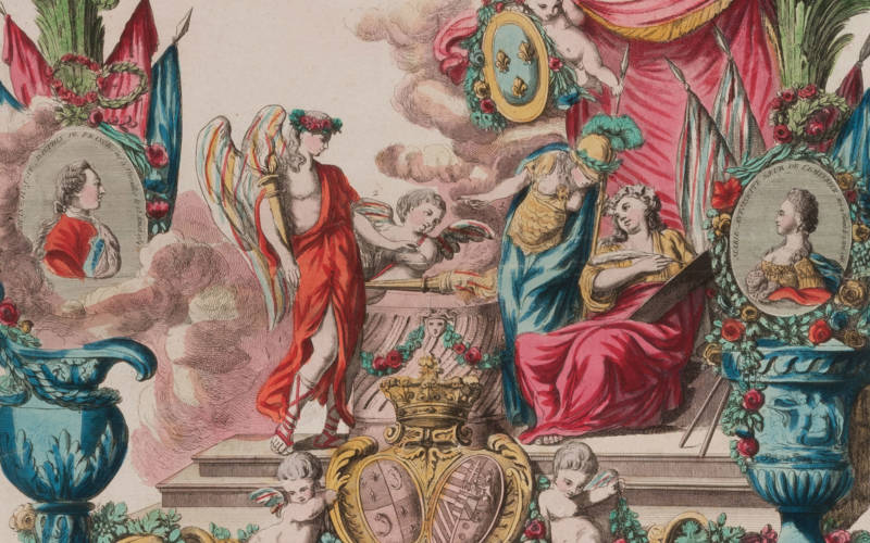 Almanac depicting the alliance between the houses of Bourbon and Austria