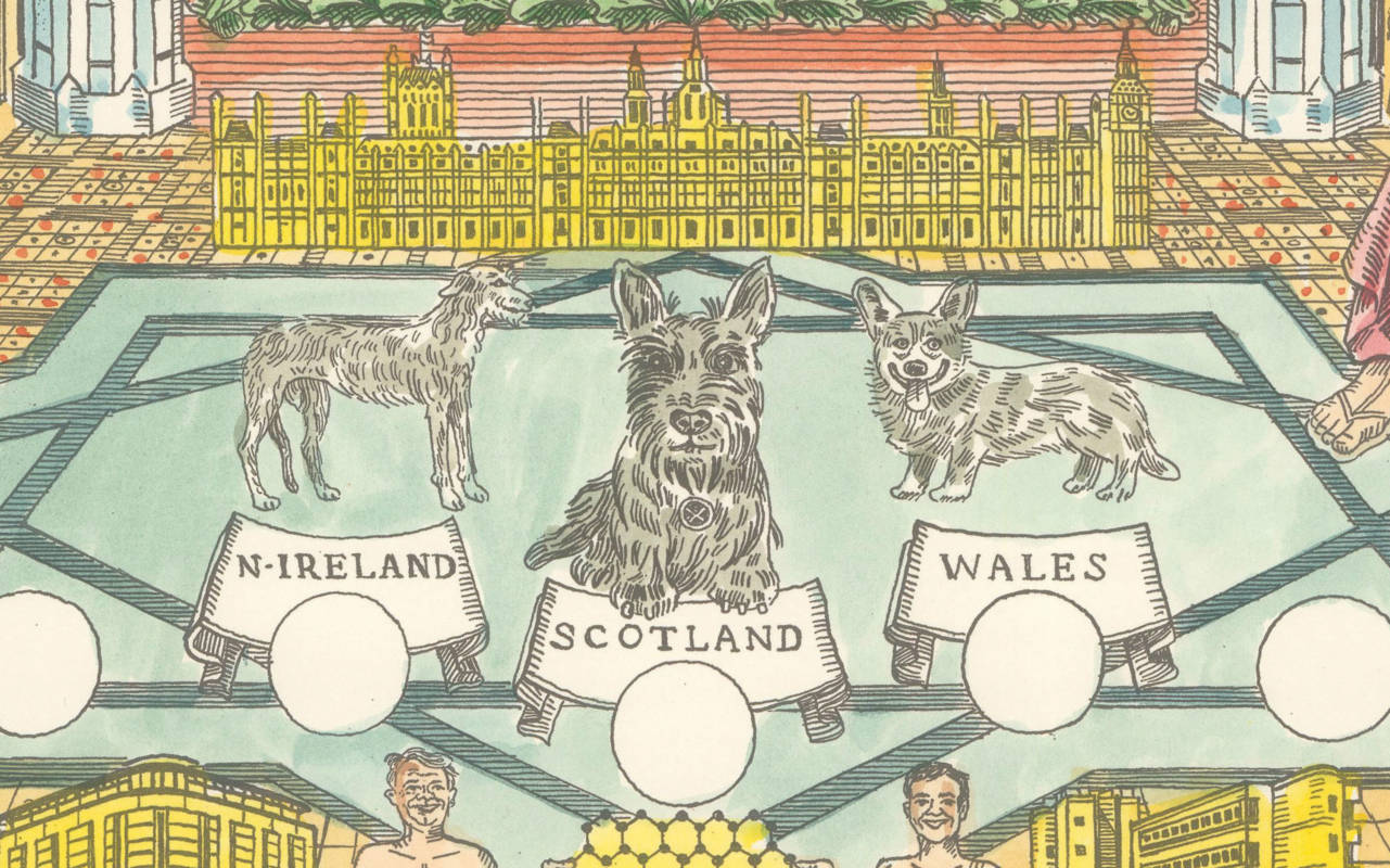 Nations of the Union, detail from The Mother of Parliaments: Annual Division of Revenue by Adam Dant, 2017
