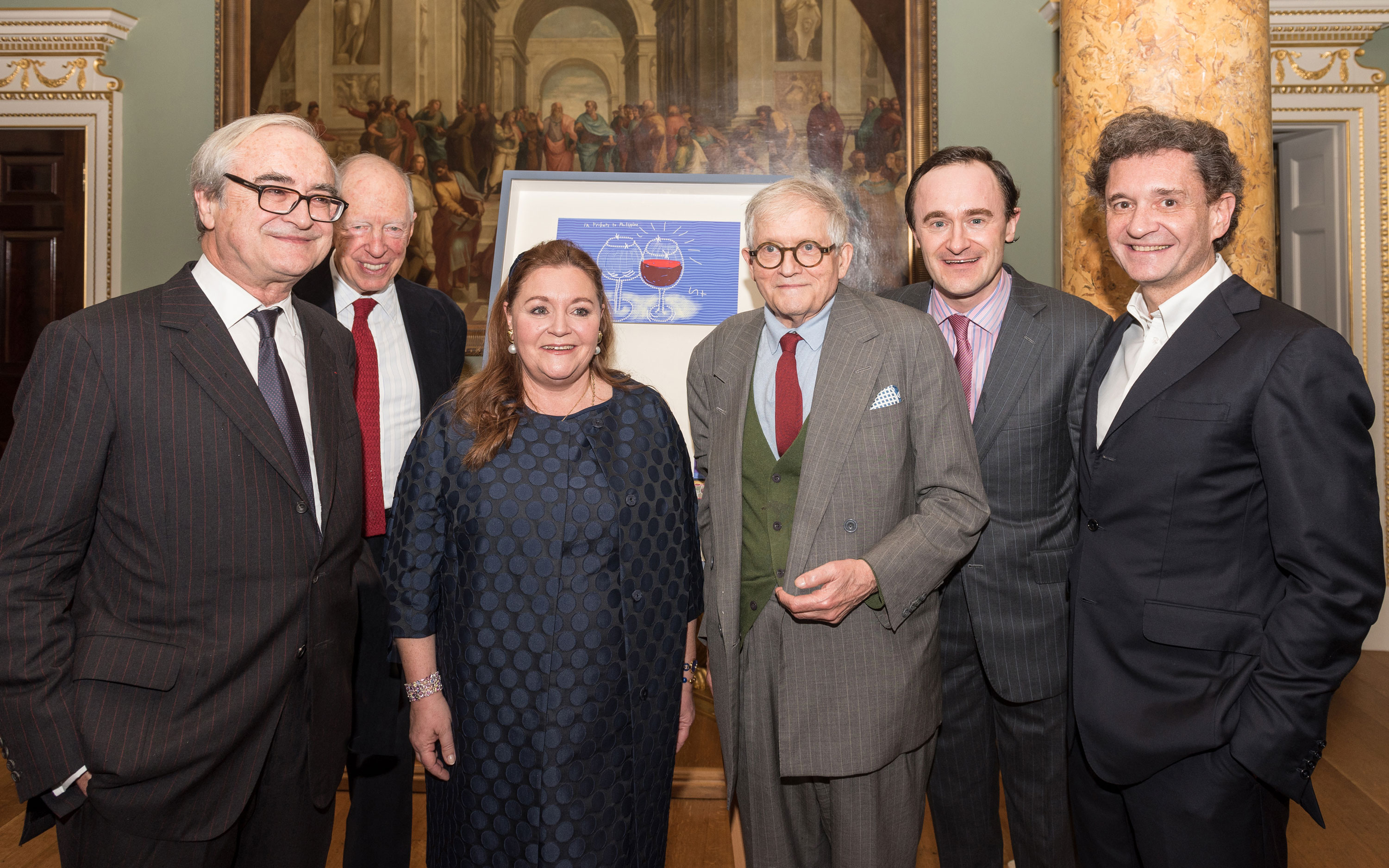 Jean-Pierre de Beaumarchais, Lord Rothschild, Camille Sereys de Rothschild, David Hockney, Julien de Beaumarchais de Rothschild & Philippe Sereys de Rothschild