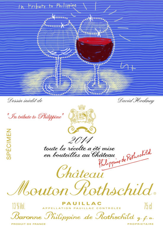 Château Mouton Rothschild 2014 wine label designed by David Hockney
