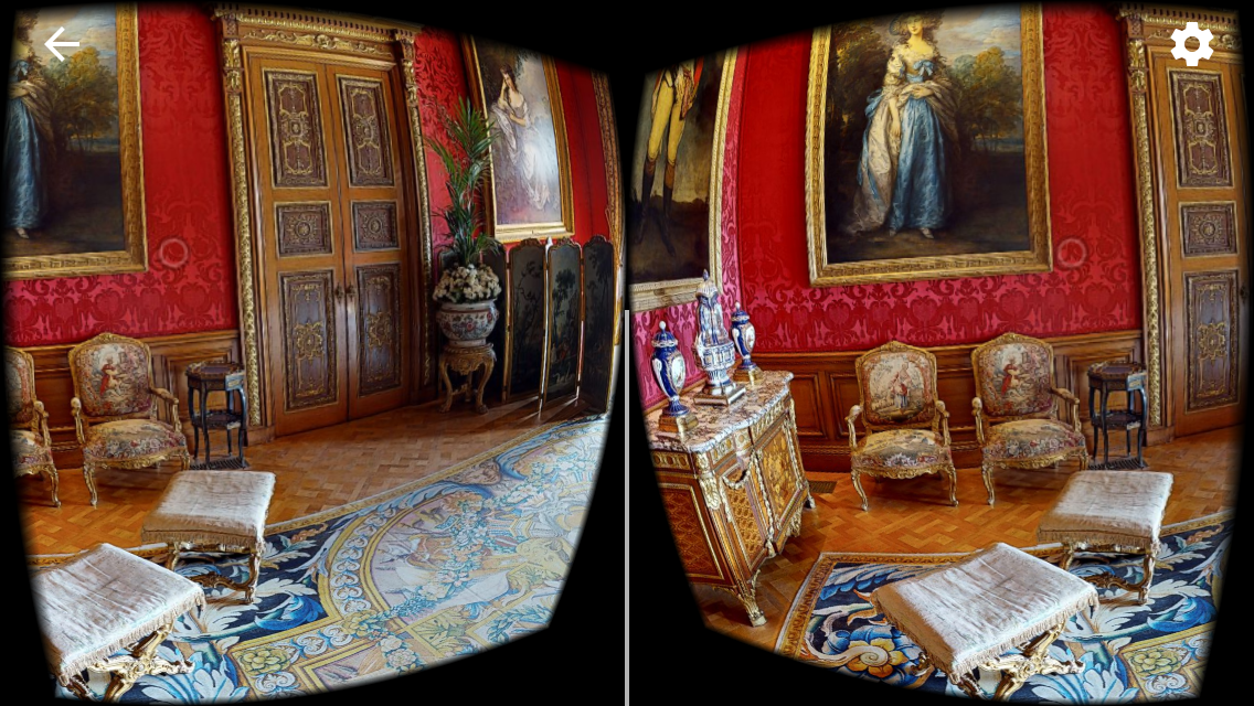 View of the Red Drawing Room through a VR headset