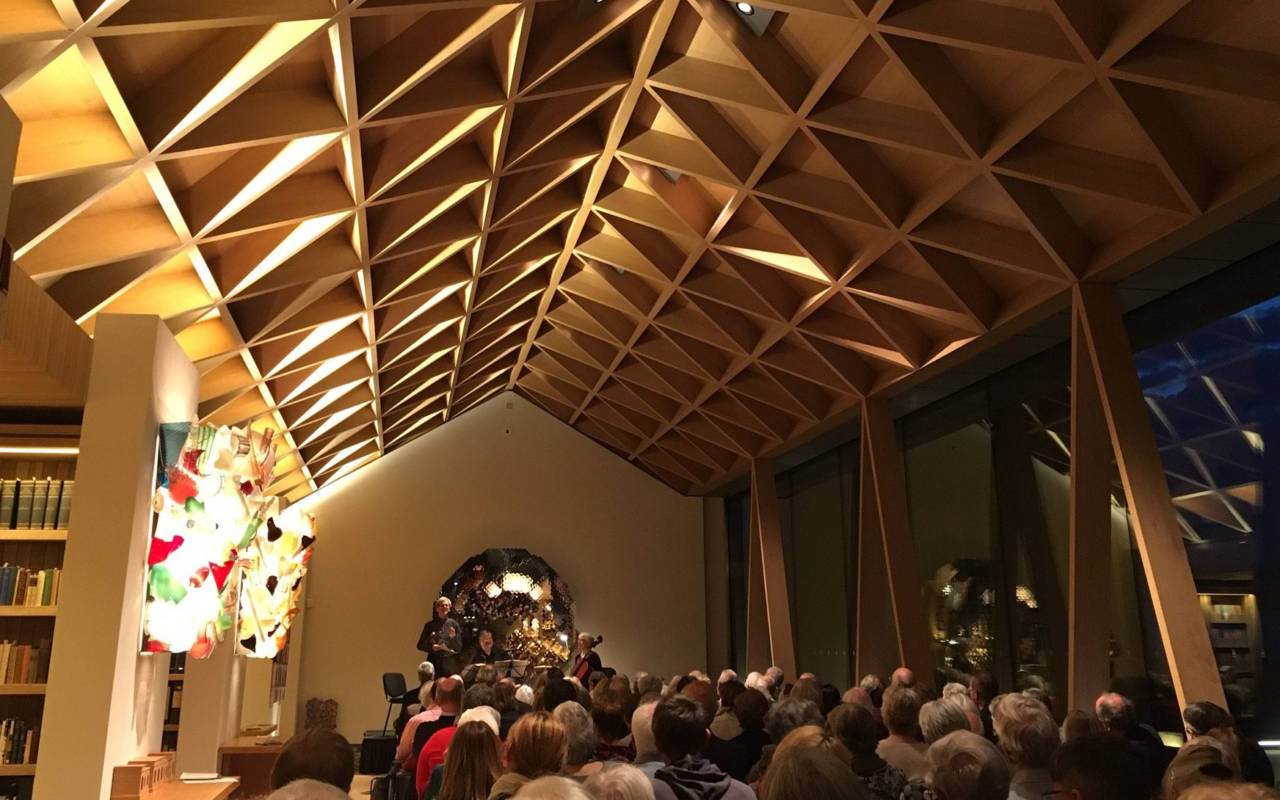 concert layout of seats in front of a string trio