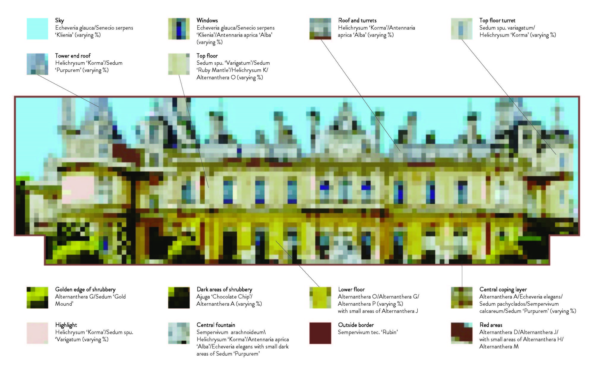 Pixelated design for the 2018 carpet bedding scheme