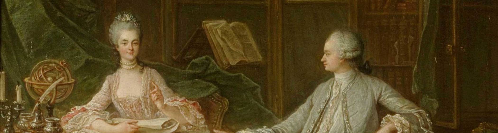 A Young Man and a Woman Discussing the Sciences in a Library by François Guérin