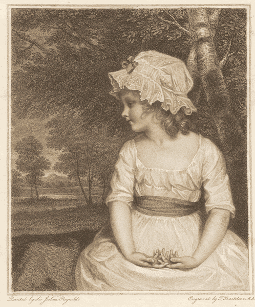 Reynolds’s Miss Theophila Gwatkin (1782 -1844) transforming into Francesco Bartolozzi's engraving of the subject, after Reynolds's painting (1789)