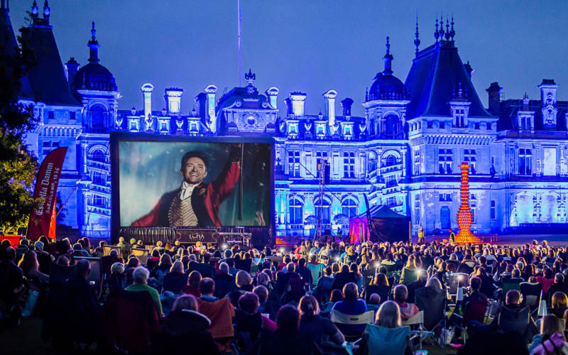 Open air cinema showing The Greatest Showman