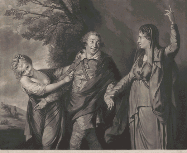 Comparison between Reynolds’s portrait and Edward Fisher's mezzotint of the composition.