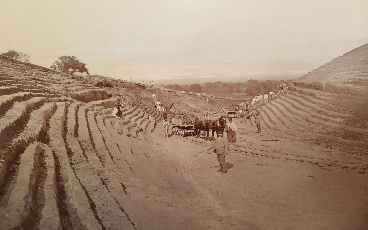 Waddesdon during construction in 1874 as a 'bare hill'