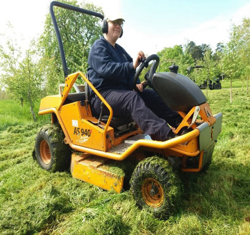 Here I am sitting on one of our mowers which we have nicknamed 'Nigel'.