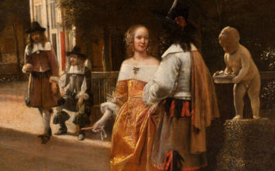 Pieter de Hooch, A Game of Ninepins, c. 1665