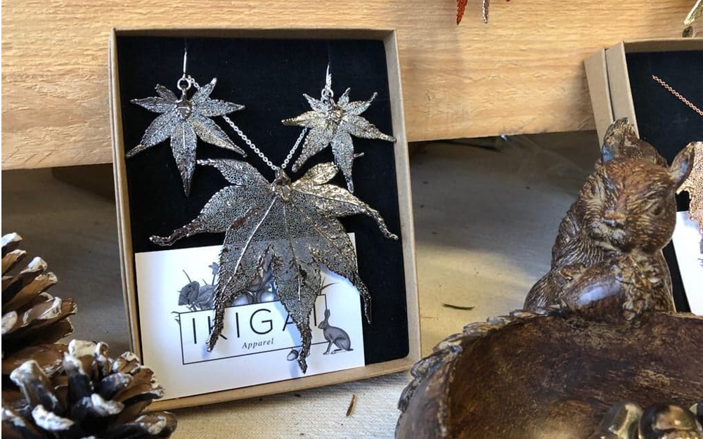 silver plated leaf on a necklace