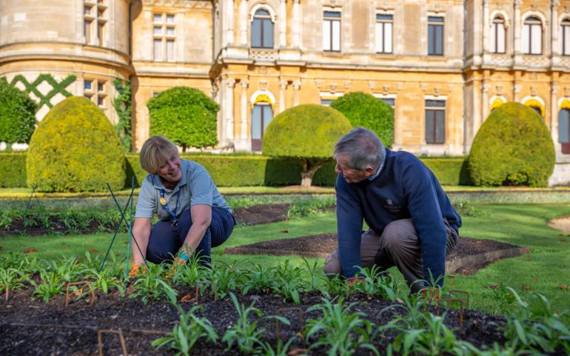 Volunteers in the gardens
