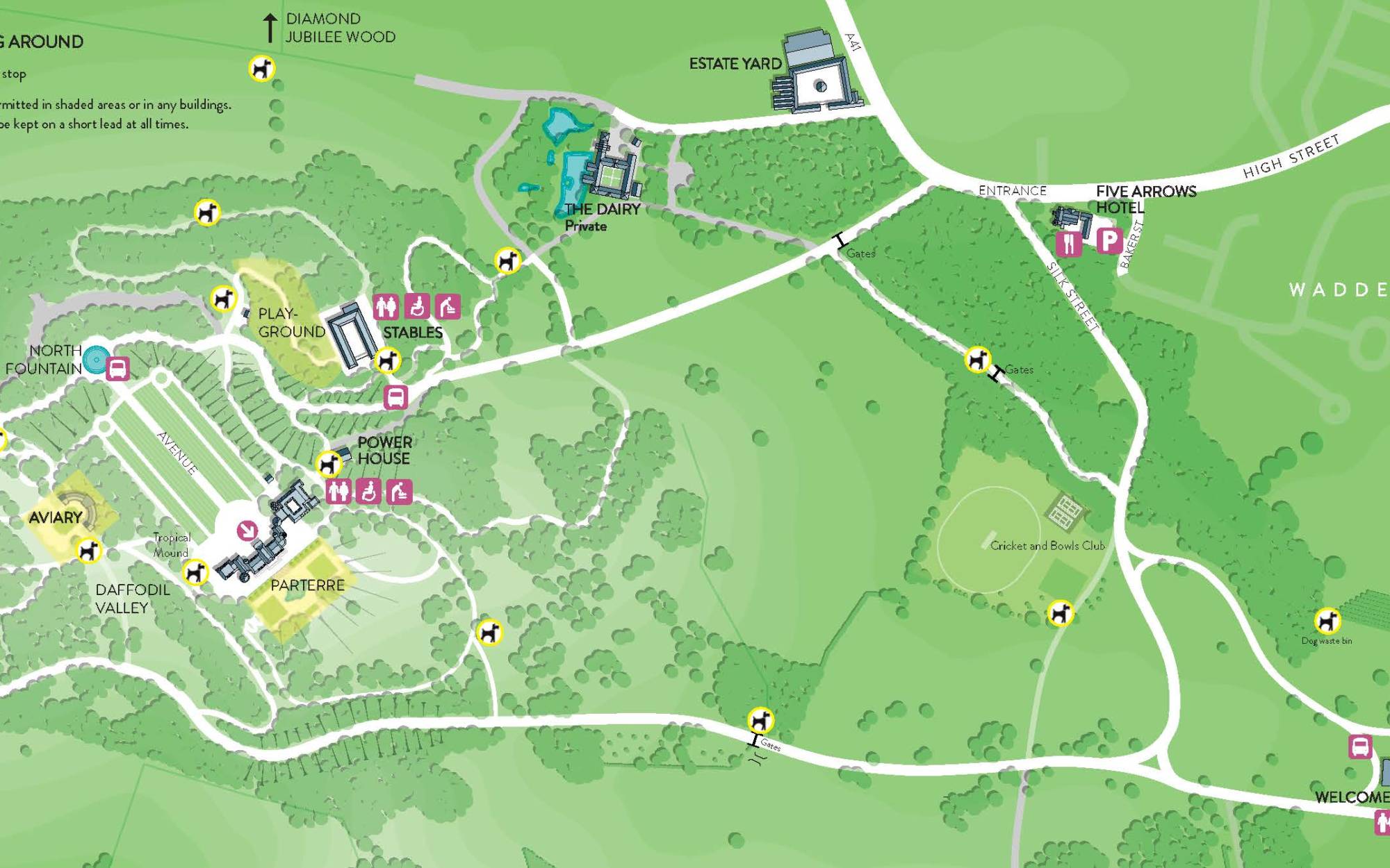 Dog map for Waddesdon Manor